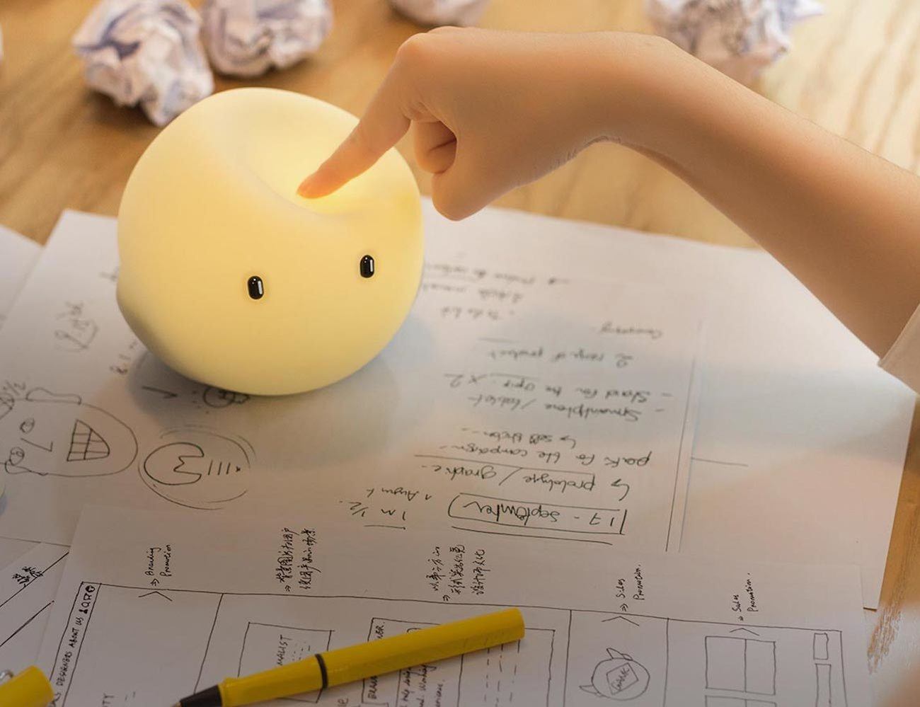 lovely，Intelligent lamps，Connecting lamp，soft，convenient，Night light，temperature，product design，